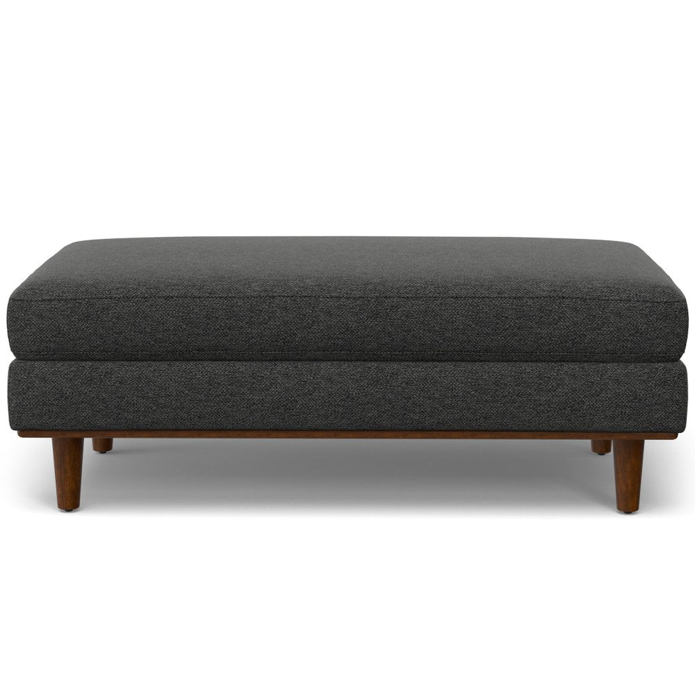 49" Charcoal And Brown Polyester Blend Ottoman
