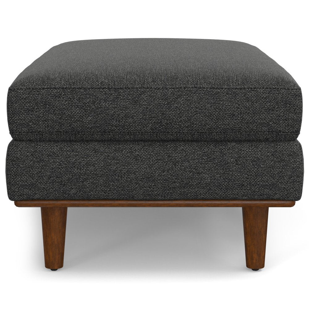 49" Charcoal And Brown Polyester Blend Ottoman