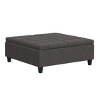 40" Slate Gray And Brown Upholstery Tufted Ottoman With Storage