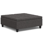 40" Slate Gray And Brown Upholstery Tufted Ottoman With Storage