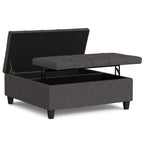 40" Slate Gray And Brown Upholstery Tufted Ottoman With Storage