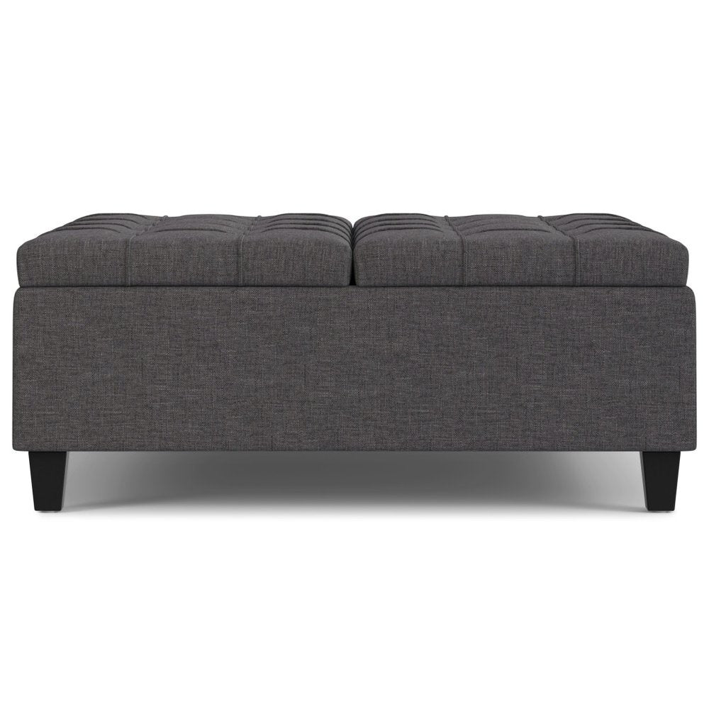 40" Slate Gray And Brown Upholstery Tufted Ottoman With Storage