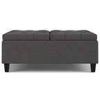 40" Slate Gray And Brown Upholstery Tufted Ottoman With Storage