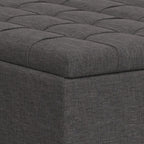 40" Slate Gray And Brown Upholstery Tufted Ottoman With Storage