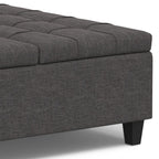 40" Slate Gray And Brown Upholstery Tufted Ottoman With Storage