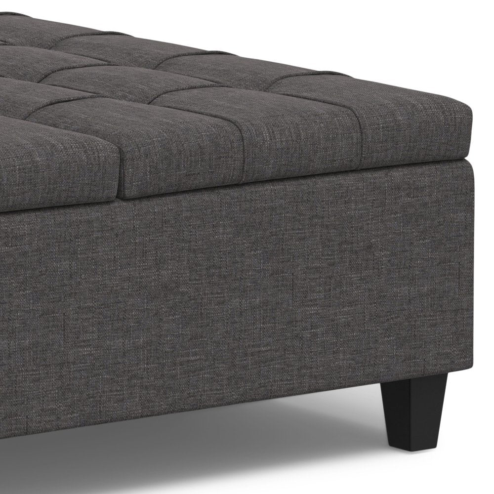 40" Slate Gray And Brown Upholstery Tufted Ottoman With Storage
