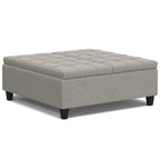 40" Slate Gray And Brown Upholstery Tufted Ottoman With Storage