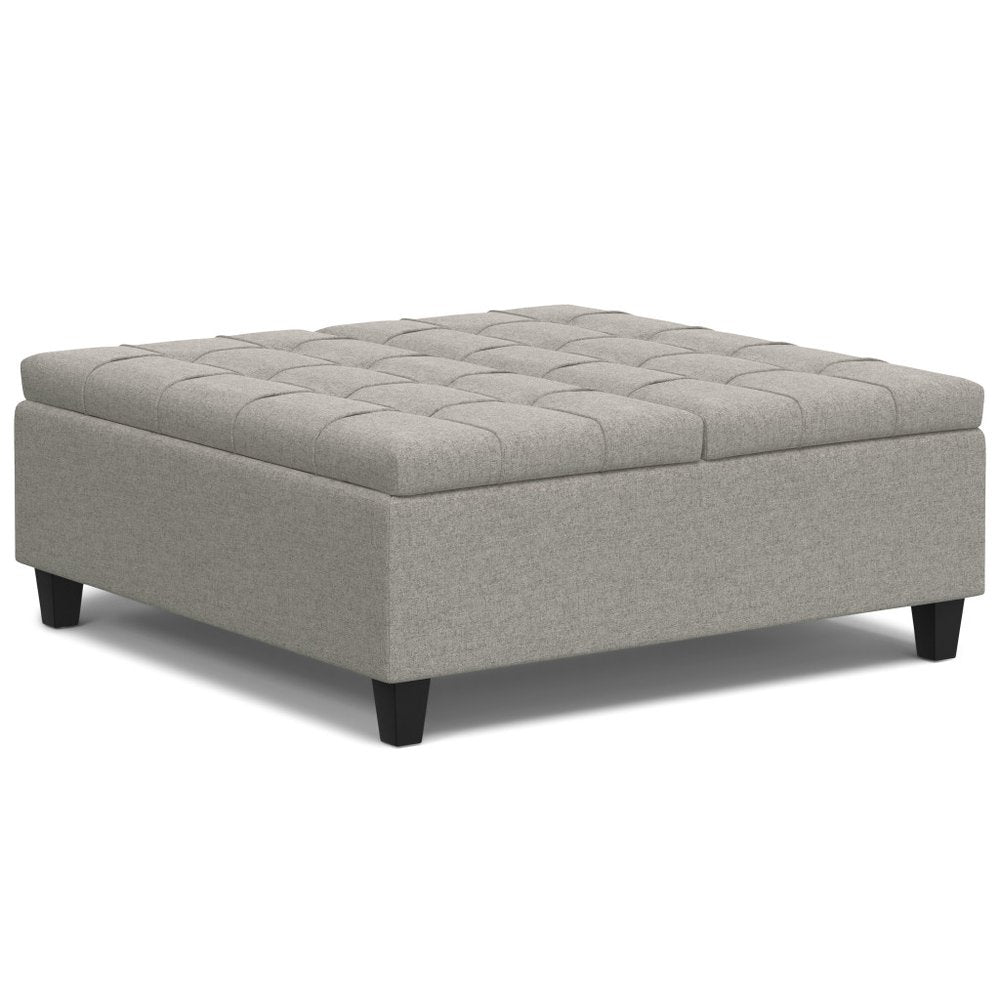 40" Slate Gray And Brown Upholstery Tufted Ottoman With Storage