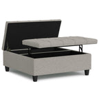 40" Slate Gray And Brown Upholstery Tufted Ottoman With Storage