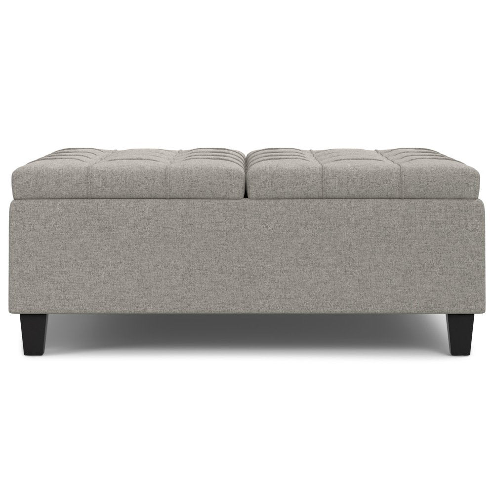 40" Slate Gray And Brown Upholstery Tufted Ottoman With Storage