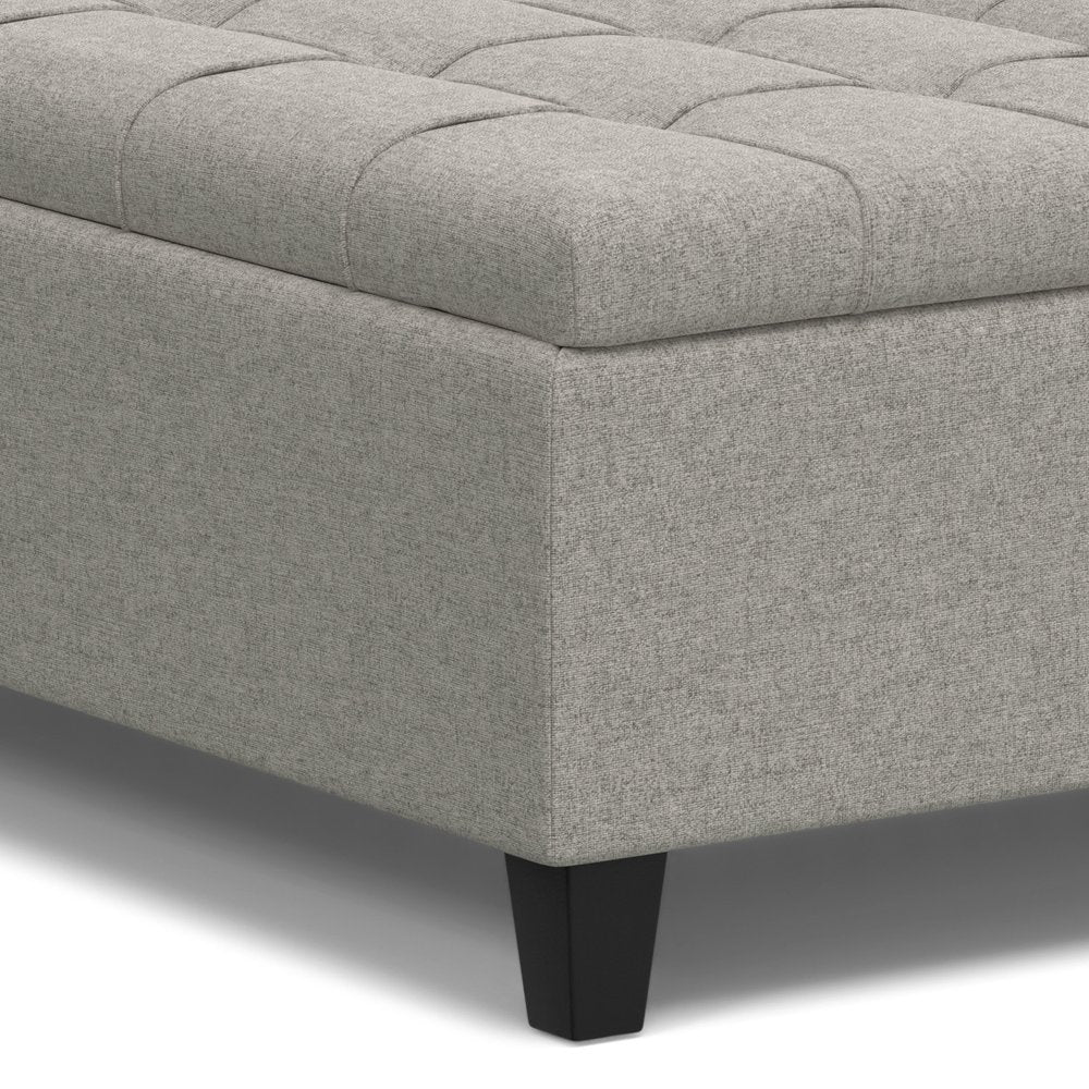 40" Slate Gray And Brown Upholstery Tufted Ottoman With Storage