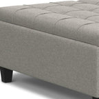 40" Slate Gray And Brown Upholstery Tufted Ottoman With Storage