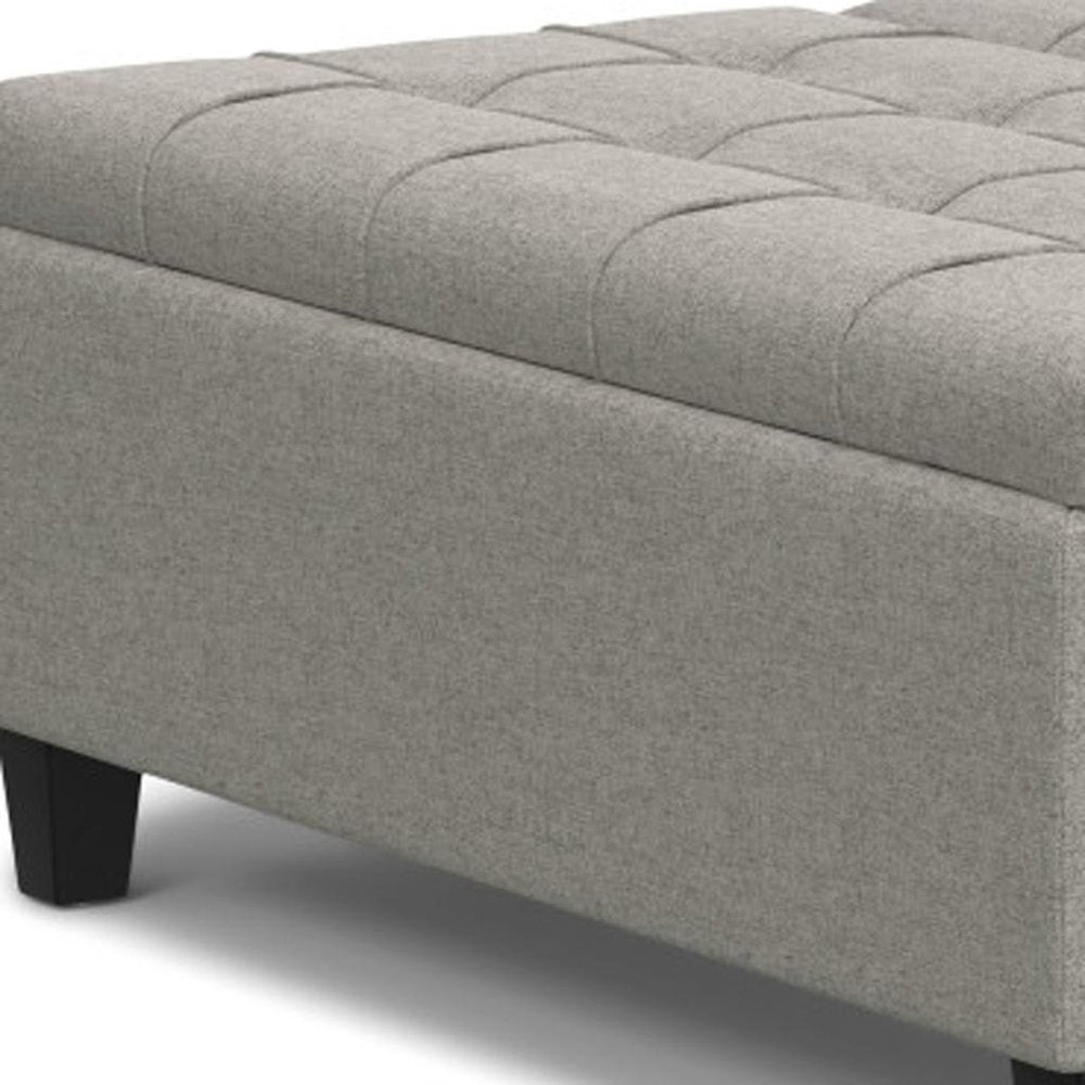 40" Slate Gray And Brown Upholstery Tufted Ottoman With Storage
