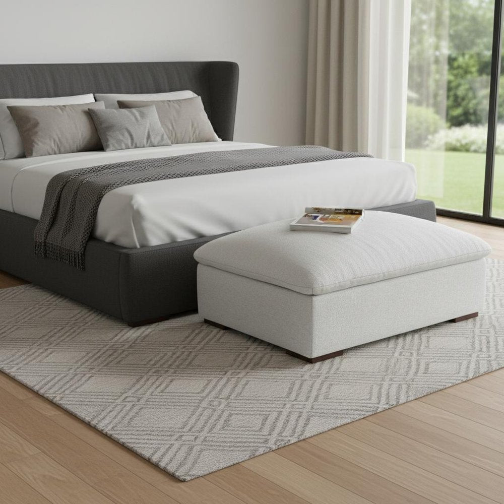 44" Gray and Brown Fabric Cocktail Ottoman