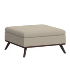 36" Natural And Brown Upholstery Ottoman With Storage