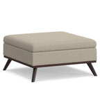 36" Natural And Brown Upholstery Ottoman With Storage