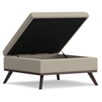 36" Natural And Brown Upholstery Ottoman With Storage
