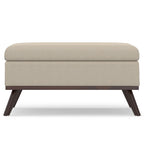36" Natural And Brown Upholstery Ottoman With Storage