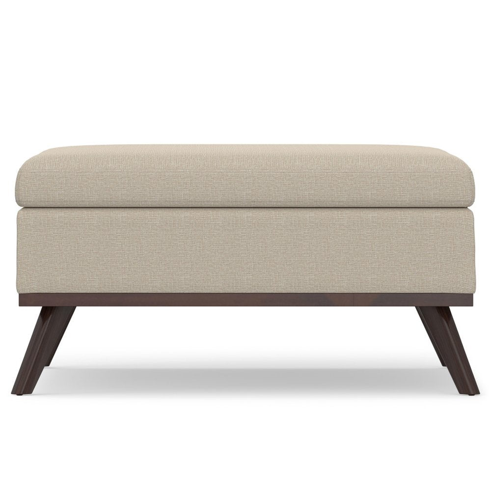 36" Natural And Brown Upholstery Ottoman With Storage