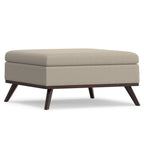 36" Natural And Brown Upholstery Ottoman With Storage