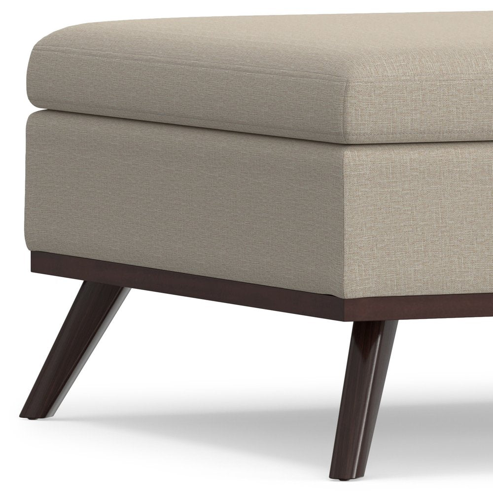 36" Natural And Brown Upholstery Ottoman With Storage