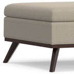 36" Natural And Brown Upholstery Ottoman With Storage