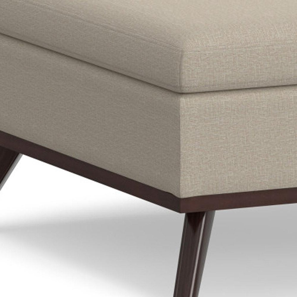 36" Natural And Brown Upholstery Ottoman With Storage