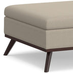 36" Natural And Brown Upholstery Ottoman With Storage