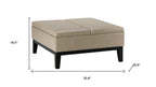 36" Cream And Dark Brown Faux Leather Tufted Ottoman With Storage