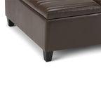 36" Chocolate And Espresso Faux Leather Ottoman With Storage
