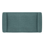 29" Teal Blue And Walnut Linen Ottoman