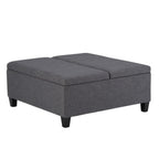 36" Slate Gray And Espresso Upholstery Ottoman With Storage