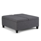 36" Slate Gray And Espresso Upholstery Ottoman With Storage