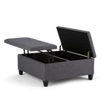 36" Slate Gray And Espresso Upholstery Ottoman With Storage