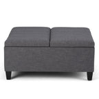 36" Slate Gray And Espresso Upholstery Ottoman With Storage