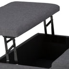 36" Slate Gray And Espresso Upholstery Ottoman With Storage