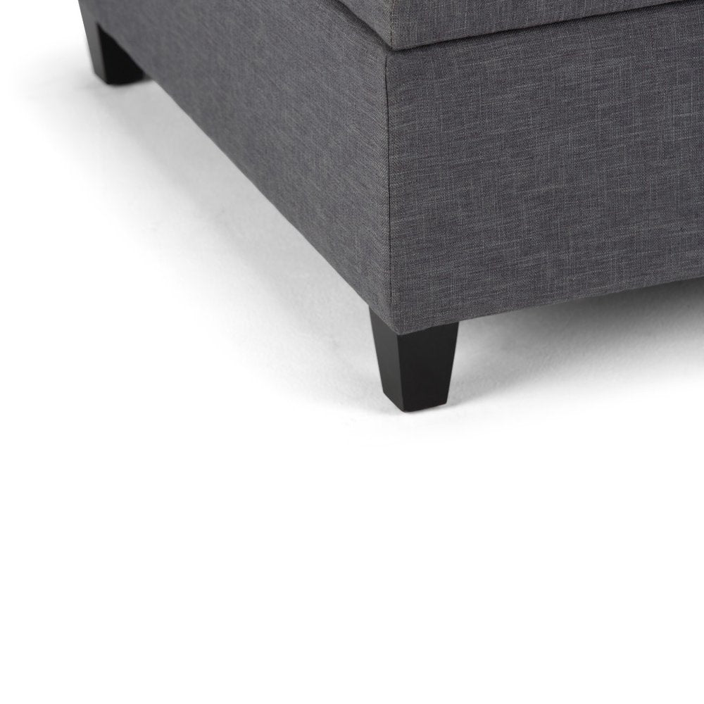 36" Slate Gray And Espresso Upholstery Ottoman With Storage