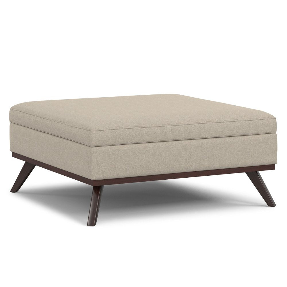 40" Natural And Brown Upholstery Ottoman With Storage