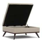 40" Natural And Brown Upholstery Ottoman With Storage