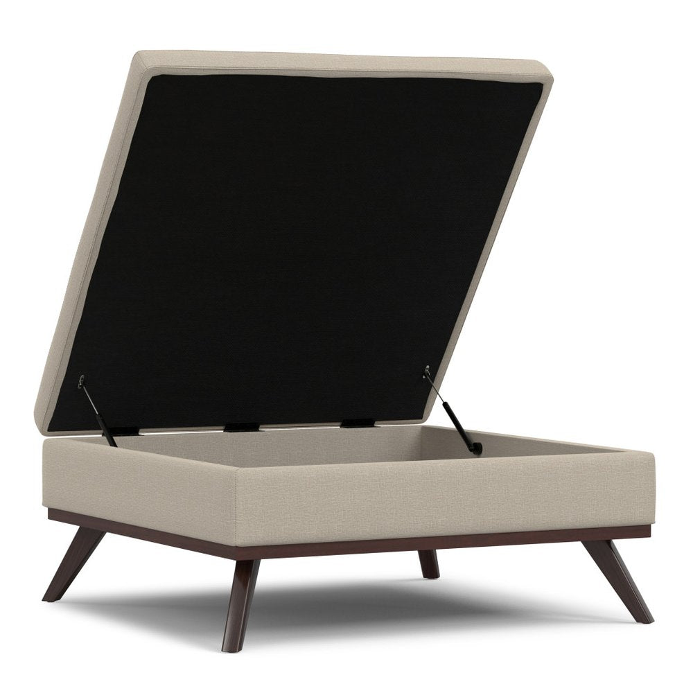 40" Natural And Brown Upholstery Ottoman With Storage