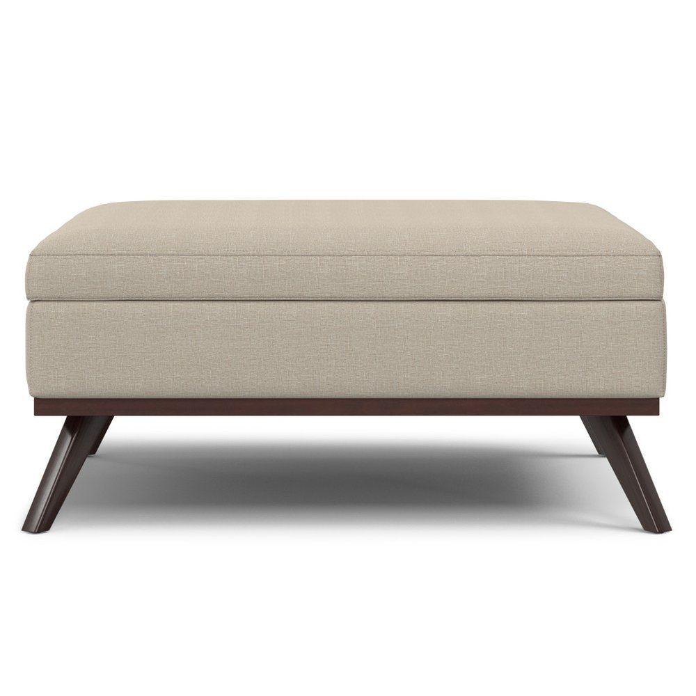 40" Natural And Brown Upholstery Ottoman With Storage