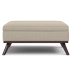 40" Natural And Brown Upholstery Ottoman With Storage