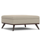 40" Natural And Brown Upholstery Ottoman With Storage