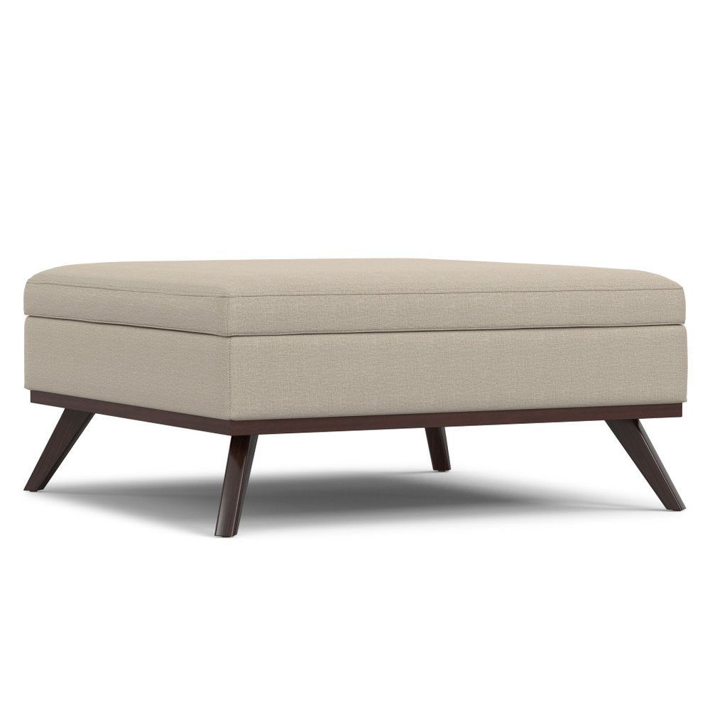 40" Natural And Brown Upholstery Ottoman With Storage