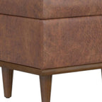 26" Chestnut And Walnut Faux Leather Ottoman With Storage