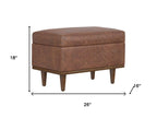 26" Chestnut And Walnut Faux Leather Ottoman With Storage