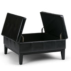 36" Cream And Dark Brown Faux Leather Tufted Ottoman With Storage