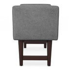 29" Teal Blue And Walnut Linen Ottoman