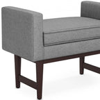 29" Teal Blue And Walnut Linen Ottoman
