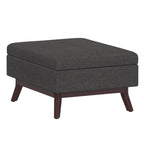 34" Natural And Brown Upholstery Ottoman With Storage